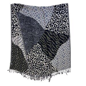 Renoma Animal Print Shawl Measures 22" by 32" with 2" Fringe Lightweight Wrap